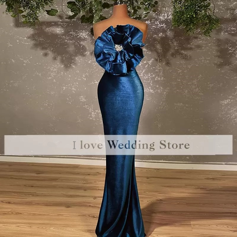 

Designer Mermaid Prom Dresses Hand Made Flower Crystal Evening Dress Formal Cocktail Party Gowns Custom Made Robe De Mariée, Coral
