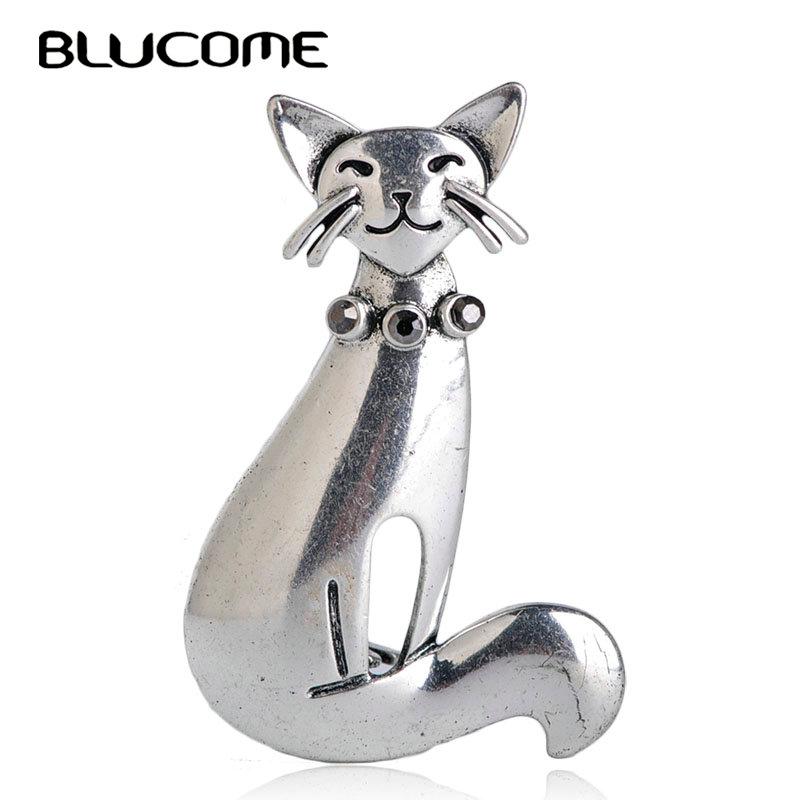 

Pins, Brooches Blucome Fashion Cute Kitten Cat Shape Brooch Sliver Color Women Girls Child Accessories Scarf Buckle Suit Bag Pins Jewelry