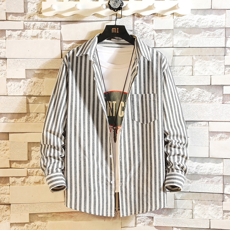 

2021 New High Qualit Striped Casual Spring Autumn Fashion Long Sleeved Male Business Shirt Brand Men Clothes K47j, C556 a