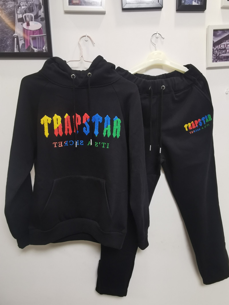 

Brand tracksuit limited edition Trapstar Hoodie London spring and autumn prototype -XL men' women' fashion embroidery color plus velvet wholesale, Black
