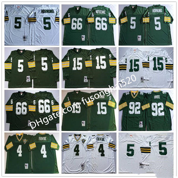 

Vintage NCAA College Football Jersey Men 4 Brett Favre 5 Paul Hornung 15 Bart Starr 66 Ray Nitschke 92 Reggie 1969 1993 White Green Stitched Jerseys