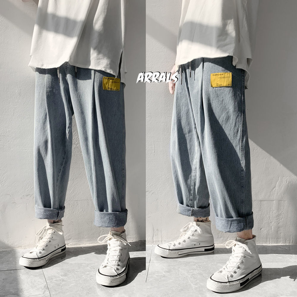 

2021 New Men's High Quality Casual Pants Washed Baggy Homme Cargo Pocket Wash Jeans Biker Denim Light Blue Trousers Plus Size -2xl Dr9i