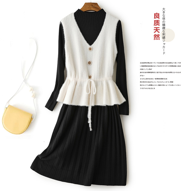 

2021 New Two Pieces of Female Sweater Neck Winter Woman Sweaters Long Sleeve Ladies Jumper Soft Tops 7haq, White