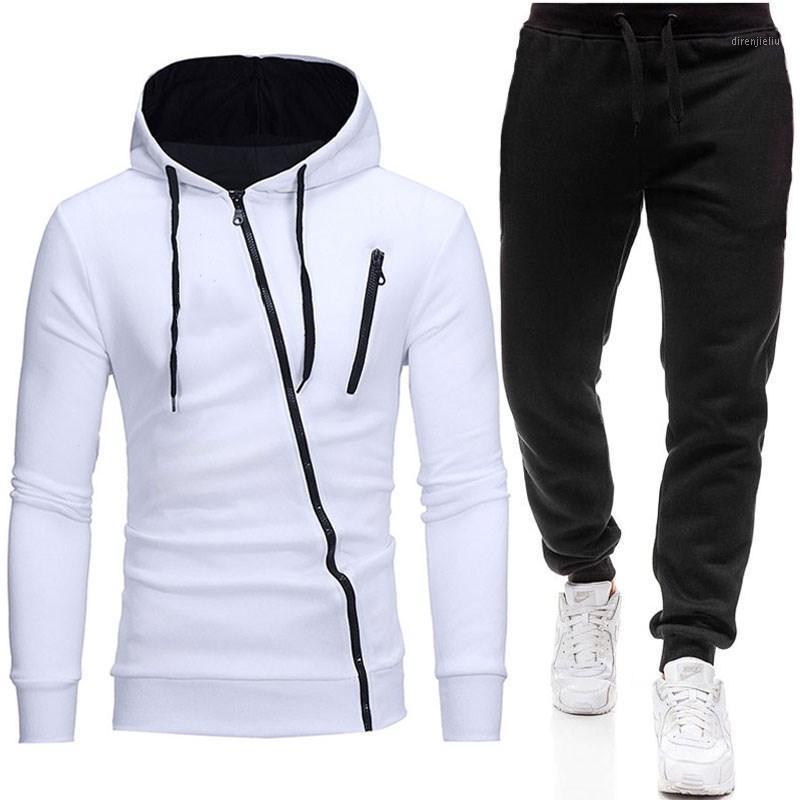 

Running Sets Men Custom Logo Sport Casual Suit Solid Color Patchwork 2021 Autumn Jogging Sportswear Zipper Jacket + Pants 2-piece Set, Black;blue