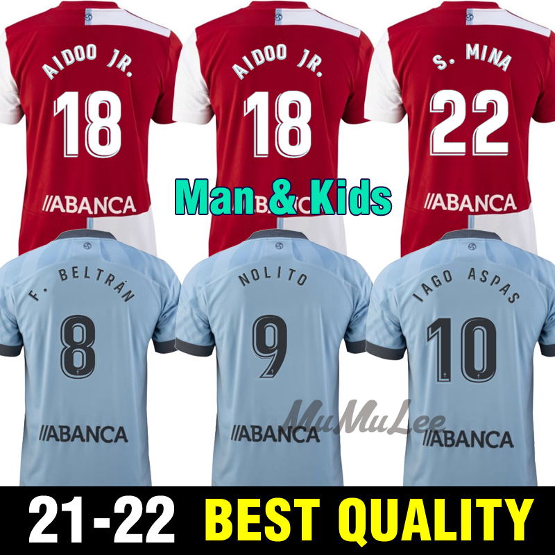 

21 22 RC Celta de Vigo Soccer Jersey 2021 2022 LOBOTKA IAGO ASPAS SANTL MINA Man + Kids kits Home away Football Shirt SISTO BOUFAL camiseta futbol, Black;yellow
