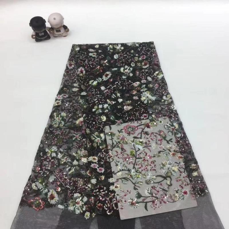 

5yards/bag Embroidery sequins fluorescent color flower patterns fashion fabric used in wedding dress design XX110#