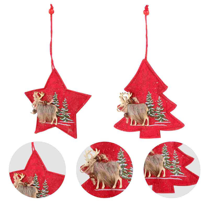 

Christmas Decorations 2Pcs Cloth Pendant Lovely Star Shape Hanging Decor Party Supplies