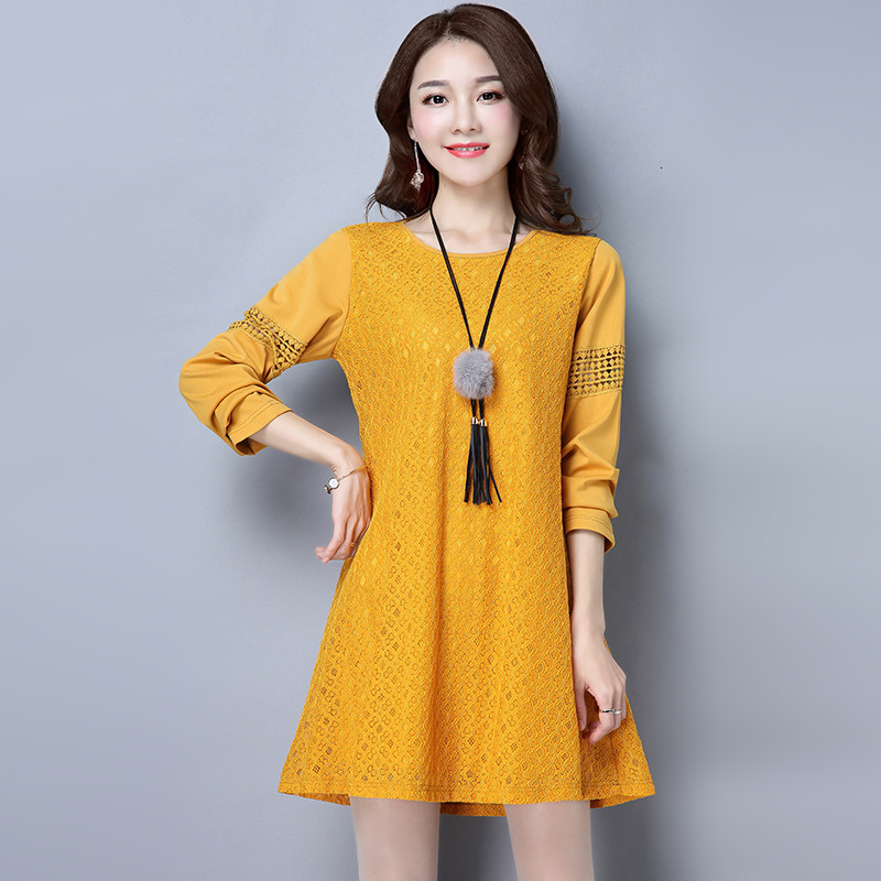 

2021 New Casual Spring Long O-neck Sleeve Lace Blue Plus Size 6xl Loose Women Es Vestido De Festa Hot Sale Fyy410 3y1g, Black