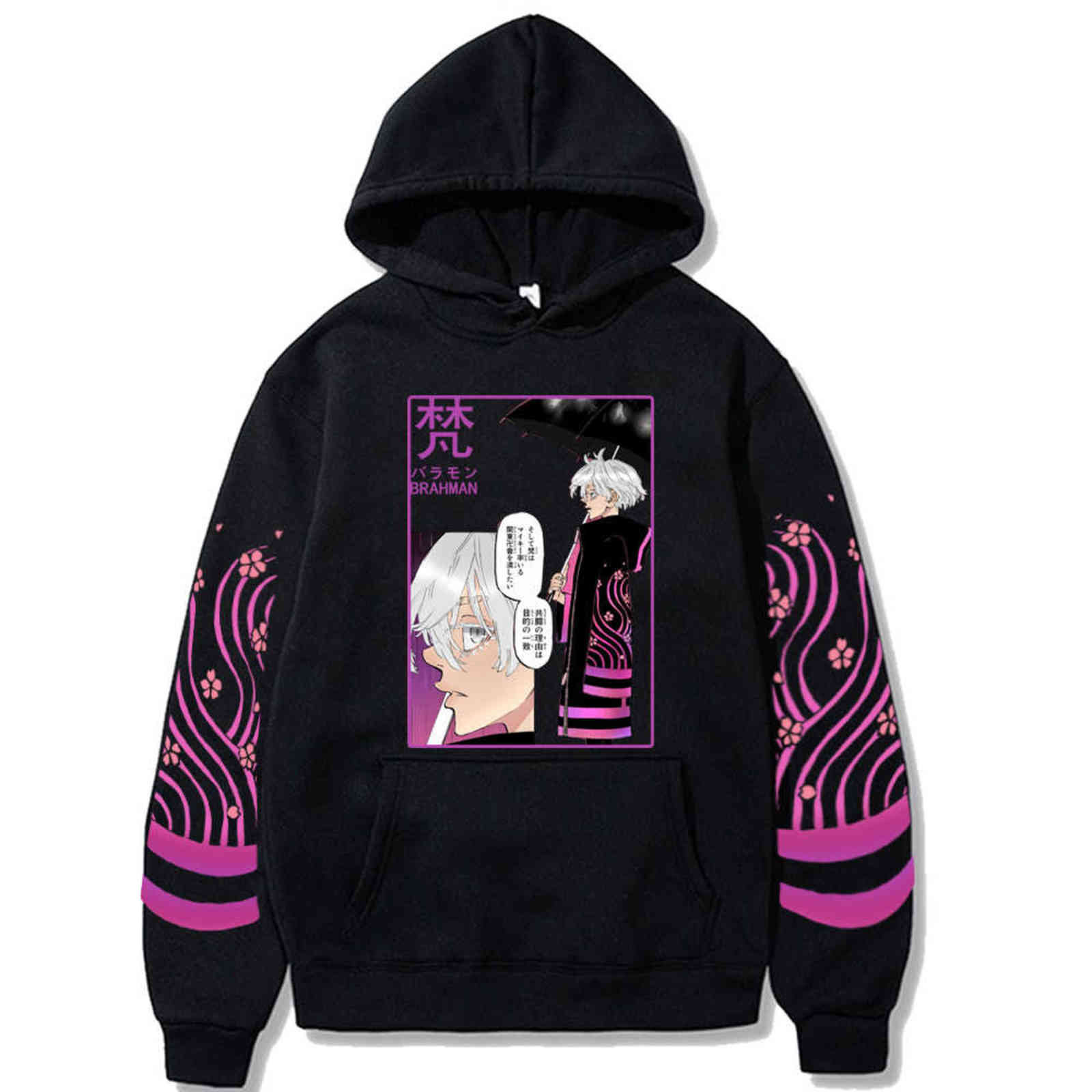 

Tokyo Revengers Printed Hooded Fashion Sweatshirt Casual Senju Kawaragi Pullovers Unisex Hoodie Hot Brahman Cool Men Women Top Y1109, Black