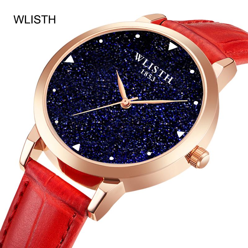 

Wristwatches WLITH Luxury Men And Women Couple Watch Leather Quartz Leisure Luminous Trend Simple Waterproof Simulation, Red