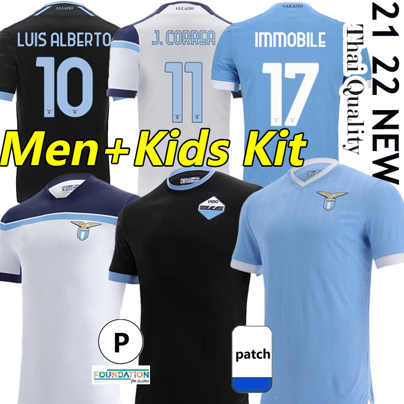 

2021 2022 Lazio soccer jerseys LUIS ALBERTO IMMOBILE SERGEJ Vestiti da calcio maglia J.CORREA LUCAS men kids Kits uniforms uomini football shirt 21/22 Home Away Third, 20/21 third kids