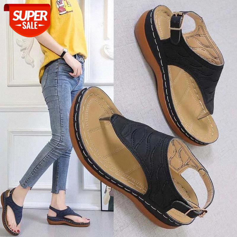 

2021 Shoes Woman Sandals Buckle Casual Wedge Sandals Female Gladiator Flip Flops Women Slides Beach Shoes Ladies Sandalias Mujer #cC3c, Black