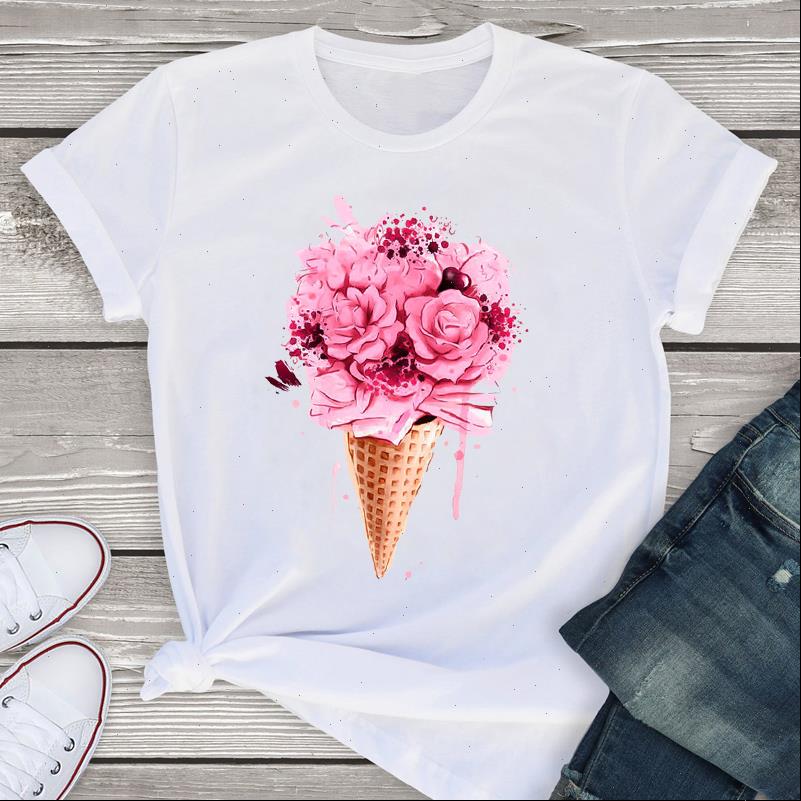 

women graphic short sleeve flower elegant fashion floral summer lady womens clothing t shirt tees female t shirt, White