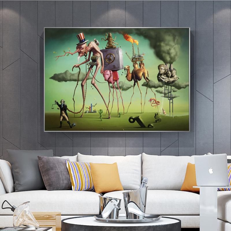 

Paintings Salvador Dali "The American Dream" Wall Art Canvas Painting Famous Artwork Posters And Prints Pictures For Living Room