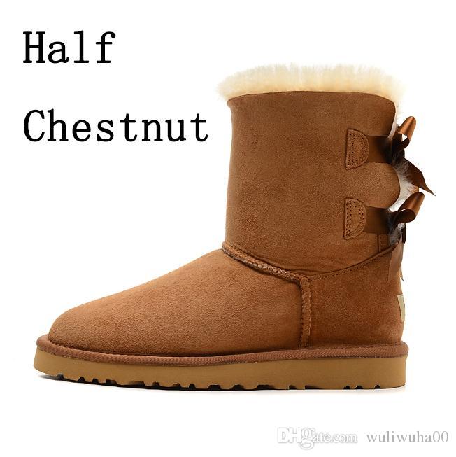 

snow boots women Australia winter worm shoes Non-slip rubber sole cowhide leather big size booties Ug g Wgg Chestnut Black Grey Brown Loafers, 10