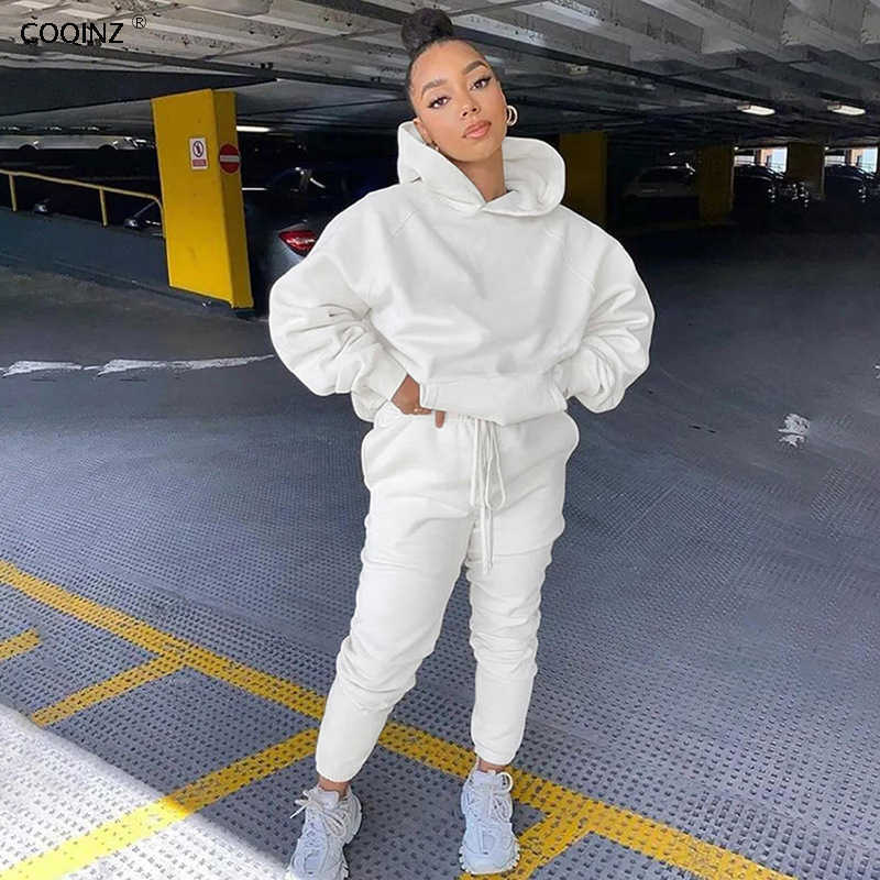 

Two Piece Winter Outfits For Women Tracksuit 2 Piece Sets Womens Joggers Sweat Suits Matching Sets Designer Clothes K20S09607 210712, Black