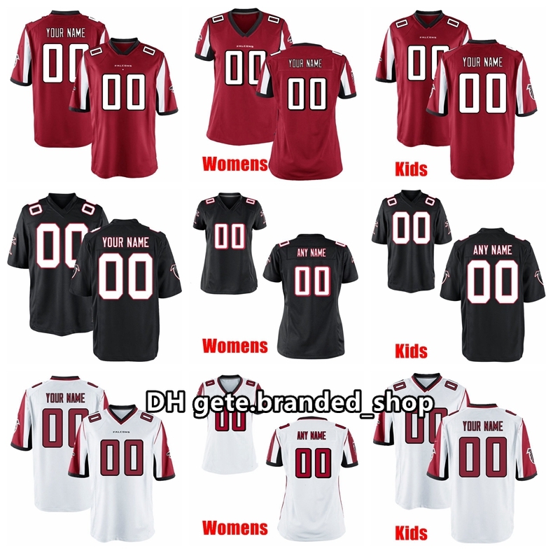 

Custom Atlanta Falcons Men Womens Kids Ryan Kaleb McGary Lindstrom 44 Vic Beasley JR Freeman Jones Neal Garland Football Jersey, Black;red