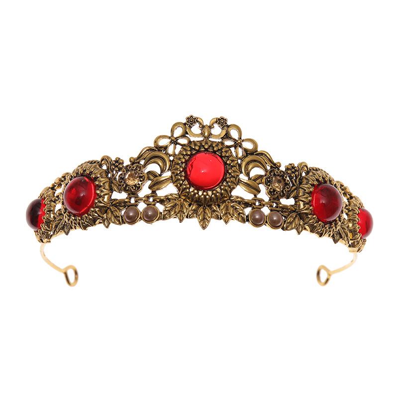 

Hair Clips & Barrettes Vintage Baroque Queen Tiara Wedding Bridal Gold Crystal Rhinestone Accessories For Women, Golden;silver