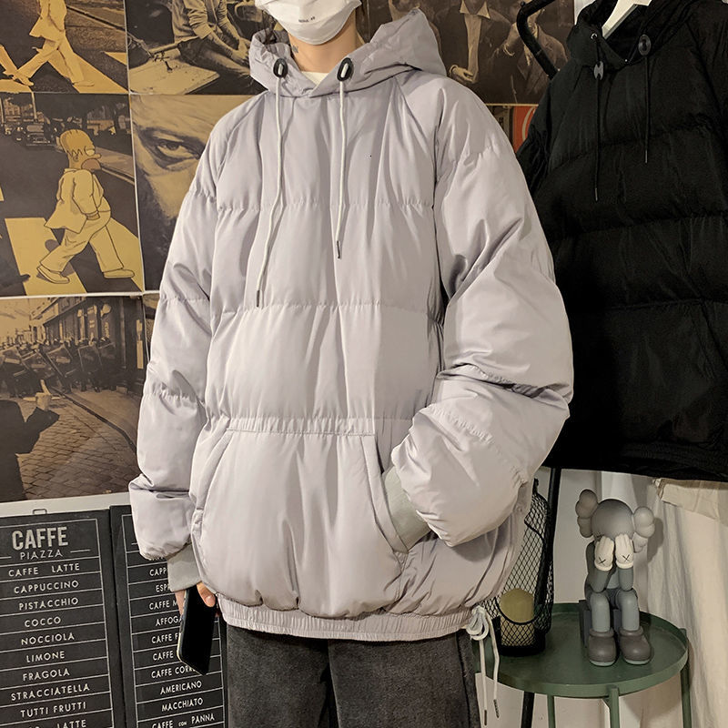 

2021 New Korean Thick Men's Parka Warm Fashion Casual Hooded Coat Men Streetwear Loose Winter Jacket Mens Clothes -5xl 6i58, Gray
