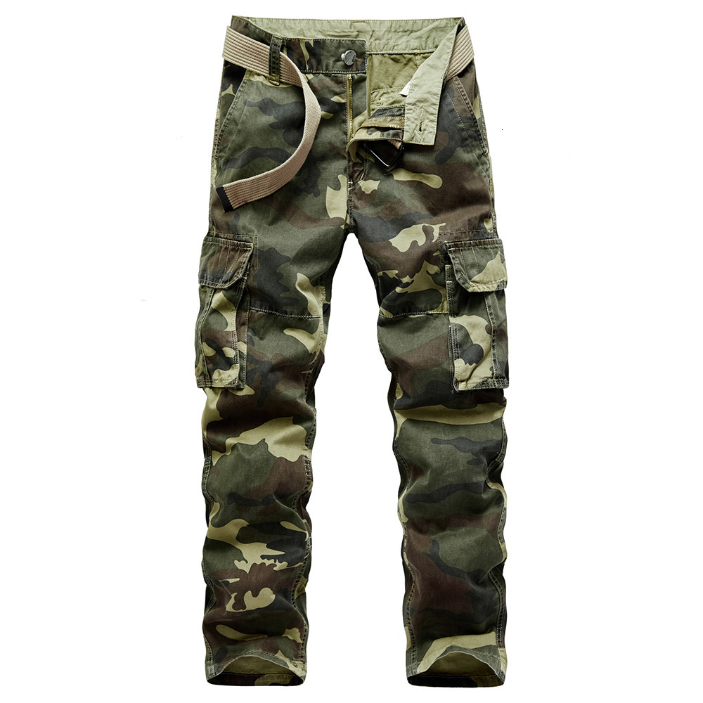 

2021 New Camouflage Men Casual Camo Cargo Baggy Trousers Joggers Streetwear Cotton Multi-pocket Military Tactical Pants Nep3, Khaki