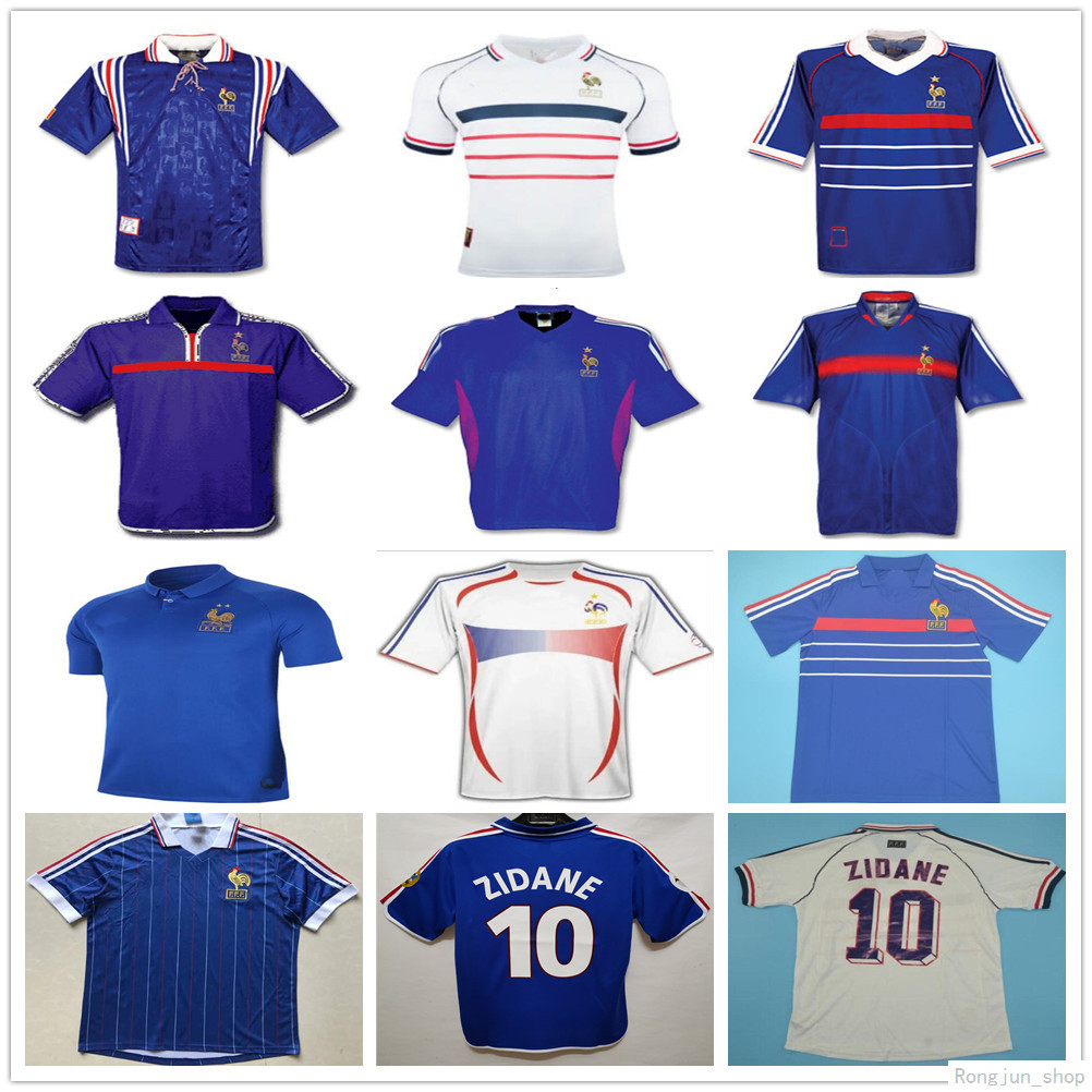 

1998 2002 Retro France Soccer Jersey ZIDANE HENRY TREZEGUET PIRES DESCHAMPS maillot de foot Vintage 96 98 00 02 04 06 Custom Football Shirt, 1982 home