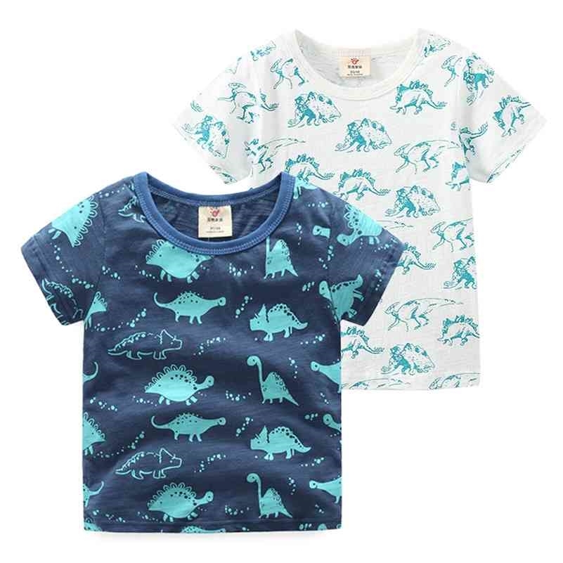 

Summer Fashion 2-8 9 10 Years Baby Children'S Clothing Soft Cotton Little Kids Boys Short Sleeve Cartoon Dragon T Shirt 210701, Blue