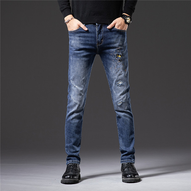 

Mens Jeans Designer Denim Street Autumn Winter Style Male Fashion Vintage Large Size Straight Slim-leg Pants Top Quality Business Leisure Trousers Europe Men W28 W38, Blackc