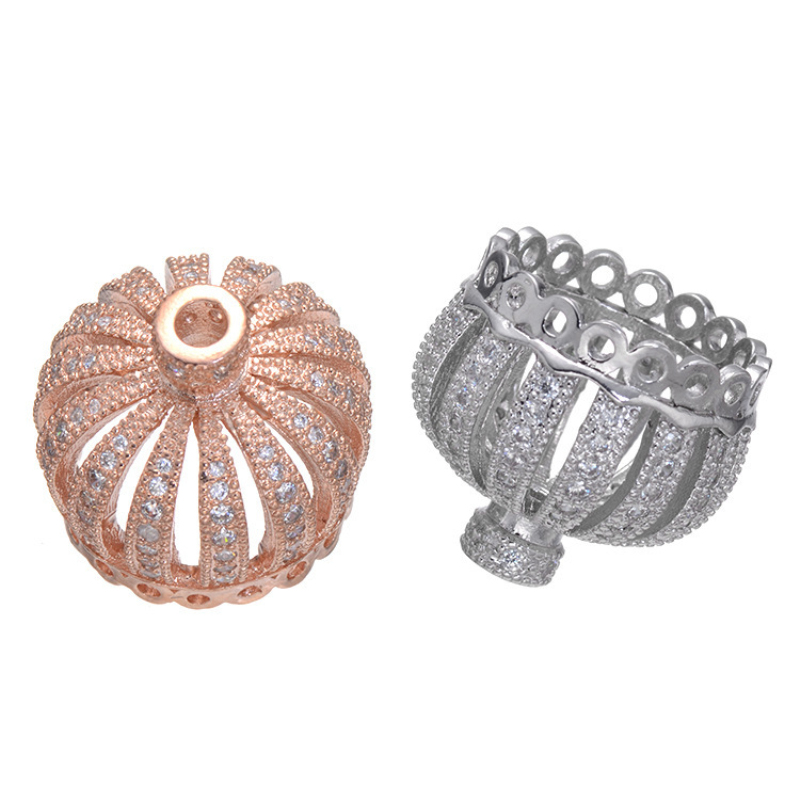 

Popular Colorful Multiple Micro Insert Copper Crown Charms for DIY Jewelry Making