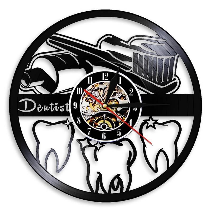 

Wall Clocks Dental Office Sign 3D Decorative Clock Teeth Record Modern Design Watch Gifts For Dentist