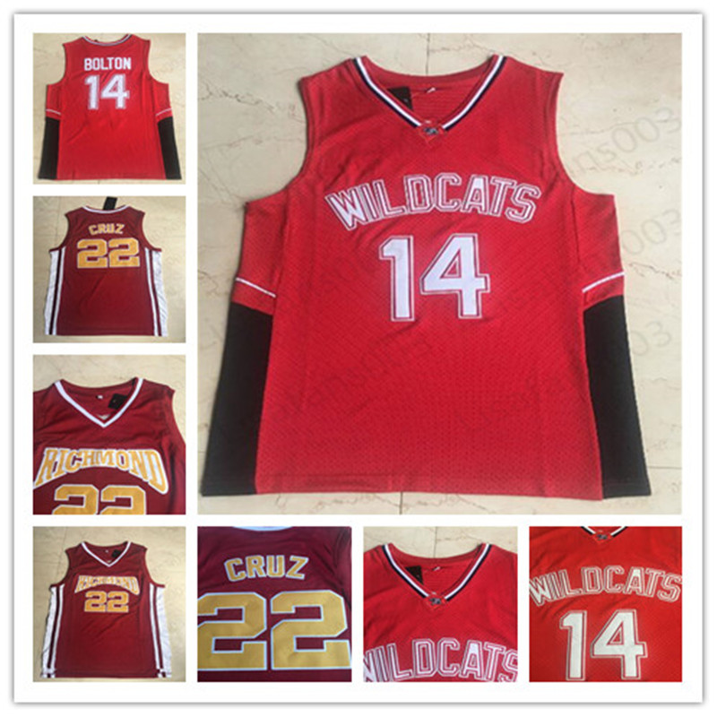 

Movie 14 Troy Bolton College men jerseys 22 Timo Cruz East High School Jerseys Richmond High Coach Carter Basketball jersey Stiched, Black;red