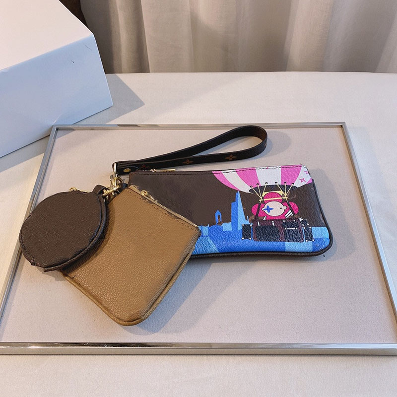 

High quality luxury round coin purse three in one designer fashion ladies mini storage bag wallet charm key card case, Make up the difference