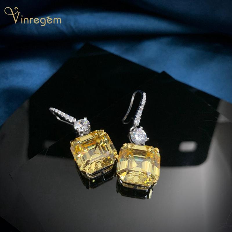 

Dangle & Chandelier Vinregem Luxury 925 Sterling Silver Asscher Cut Moissanite Gemstone Wedding Engagement Earrings For Women Fine Jewelry