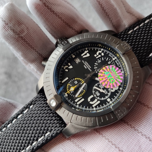 

45mm SAPPHIRE PVD TITANIUM OXF BEST QUALITY BLACK DIAL NUMBERS MAKERS CHRONOGRAPH 7750 AUTOMATIC MEN WATCH WRISTWATCH