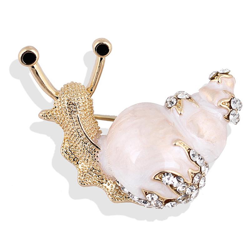 

Pins, Brooches 1pc 2 Colors Available Rhinestone Snail For Women Cute Small Insect Brooch Pin Fashion Enamel High Quality, Gray