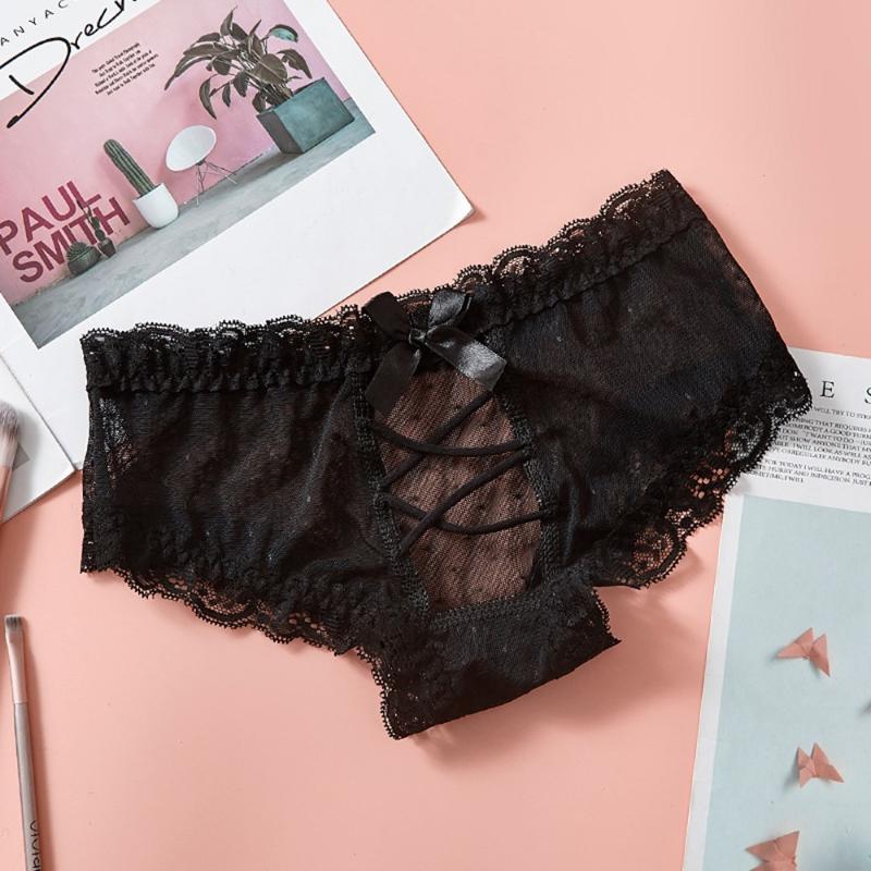 

Women's Panties 2021 Summer Cute Lace Underwear Female Breathable Sexy Cross Cutout Ladies Briefs Low Waist, Gray
