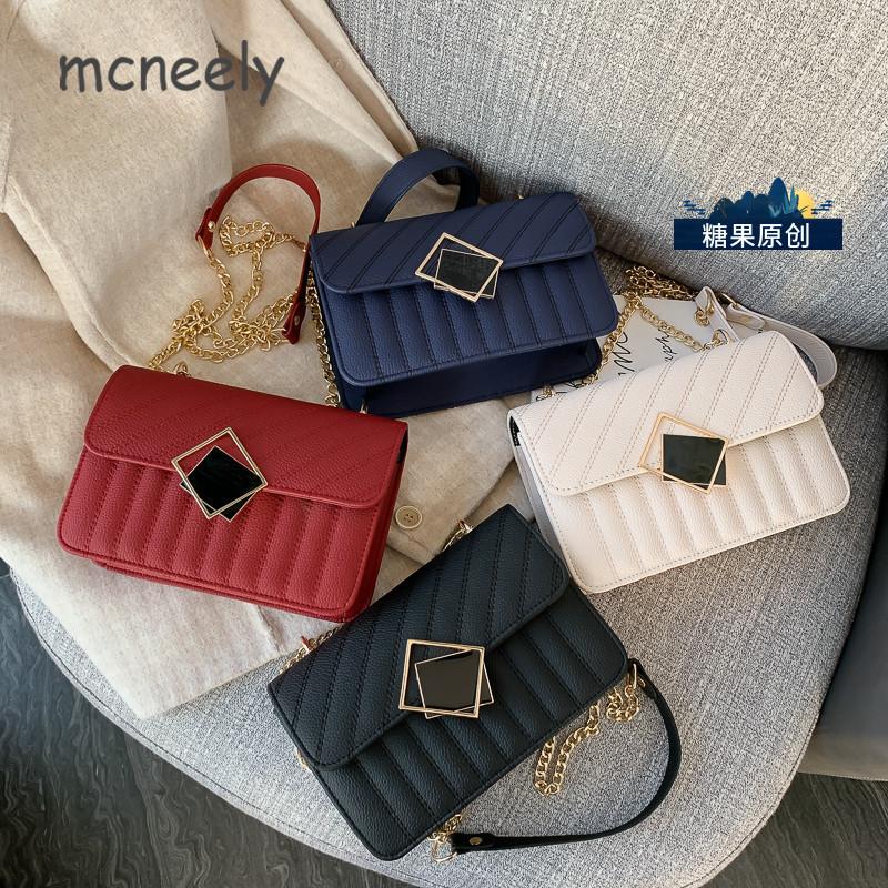 

Fashion New Bag Women's Fashion Lingge Net Red The Same One Shoulder Slant Across Women's Bag Chain, As picture