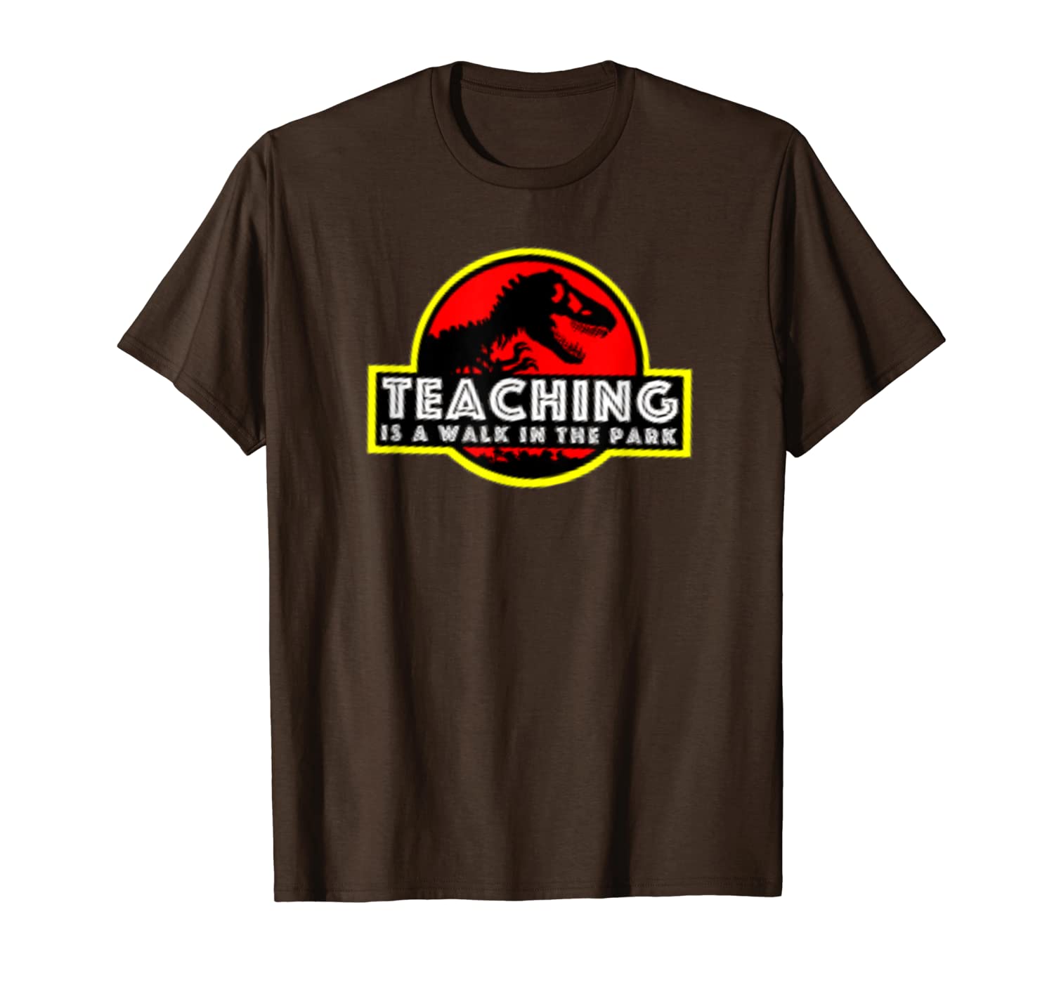 

funny t-rex teaching is walking in the park gift t-shirt, White;black