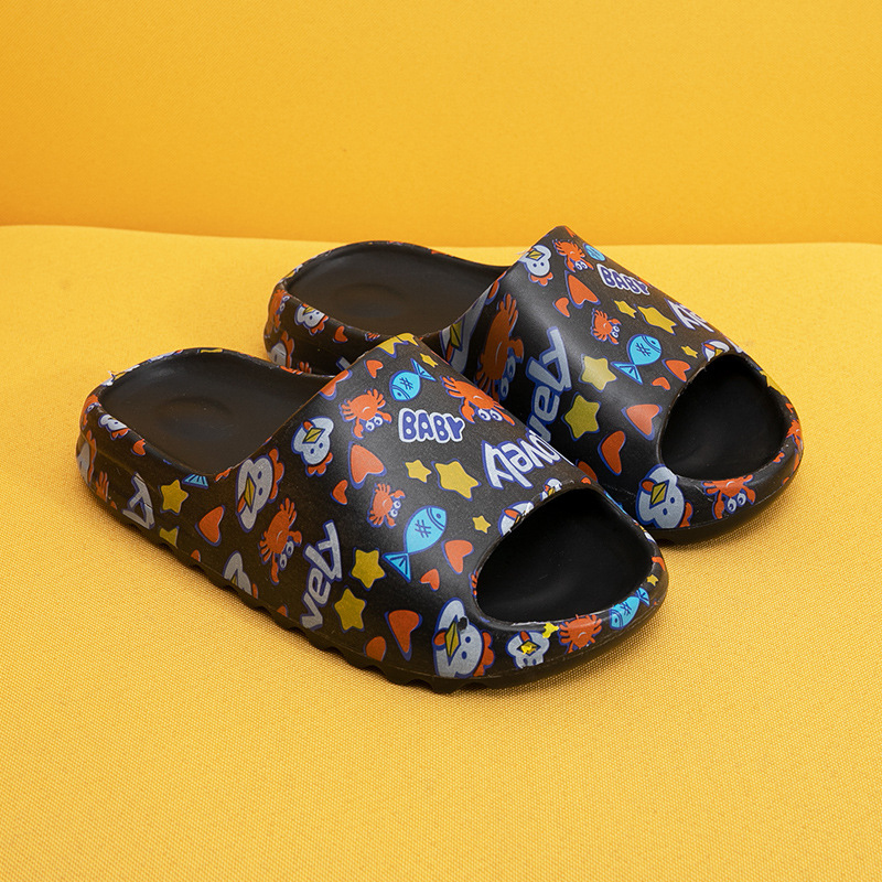 

2022 Summer Slides Men Shoes Slippers Indoor House Flip Flops Graffiti Casual Beach EVA Quality Cartoon Shoes Soft Home, Green eyes