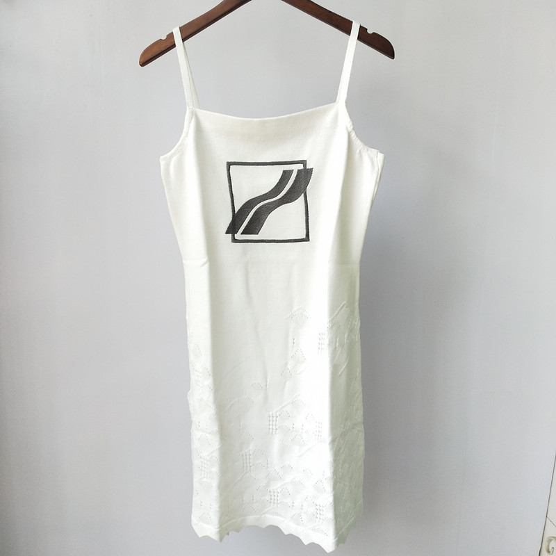 59% Off Factory Outlet Store summer cut out embroidery pattern suspender knitted dress-image-710913685