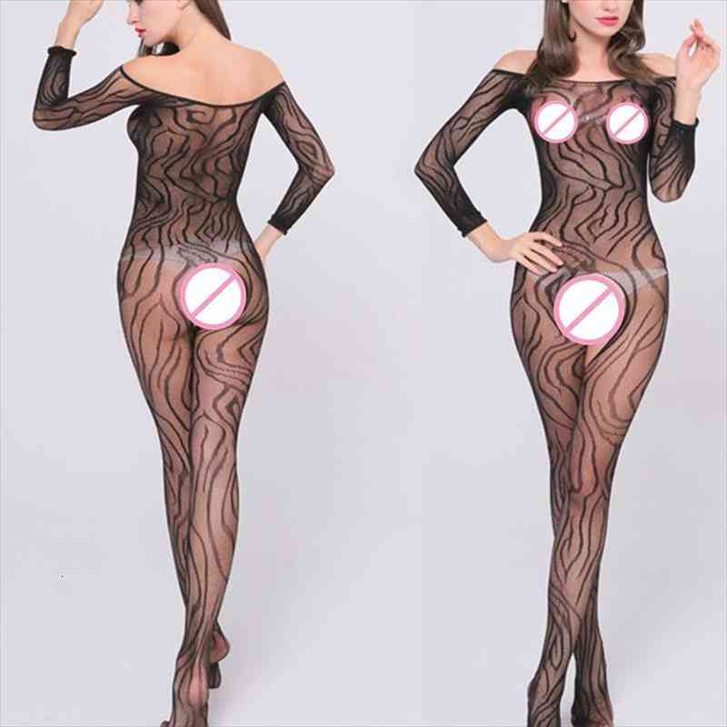 

bodystockings open-crotch womens leggings high waist net yarns lingerie hose fishnet panty bodysuit, Black