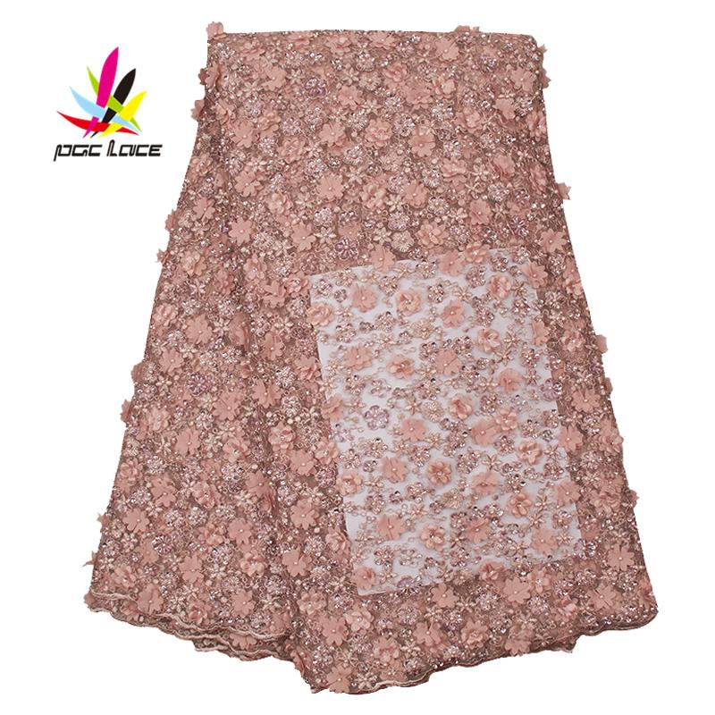 

Flower Lace Embroidery Beaded Fabric Latest African Fashion Designs Applique Dress Wedding High Quality Lace AMY2582B