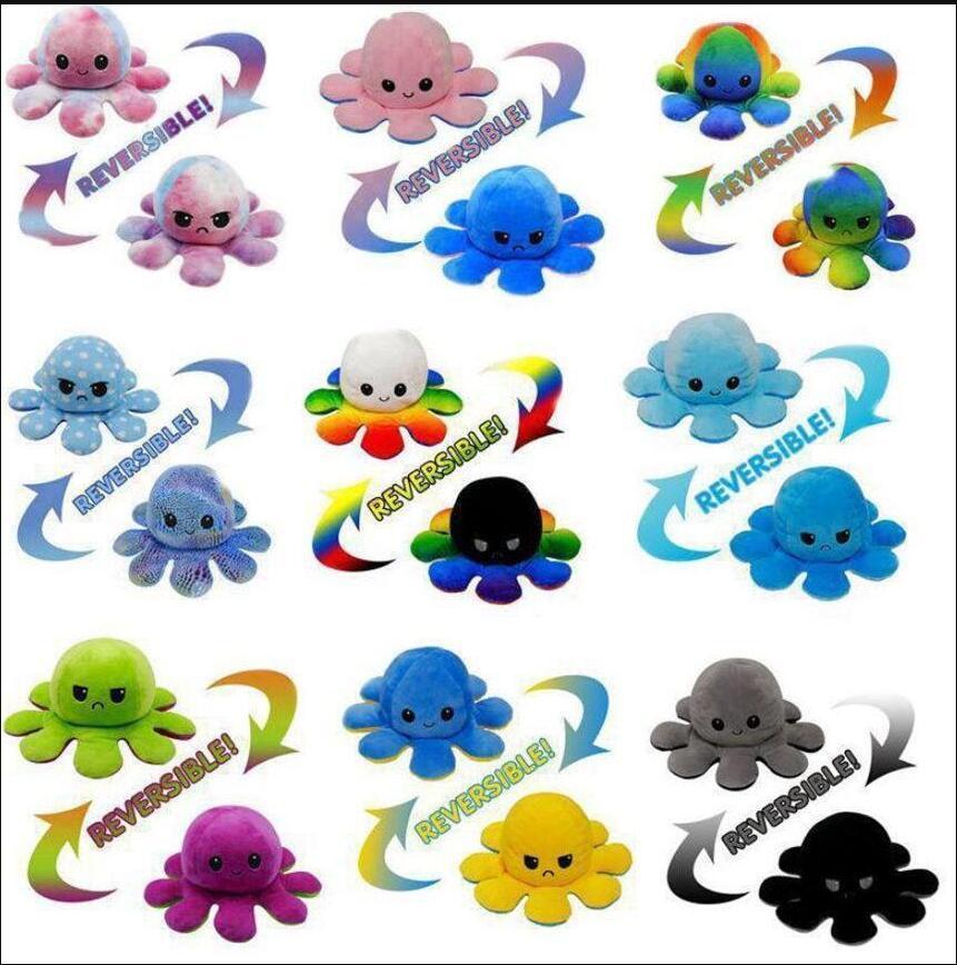 

23 Styles Reversible Flip Octopus Stuffed Doll Soft Double-sided Expression Plush Toy Baby Kids Gift Doll New Year Festival Party Supplies