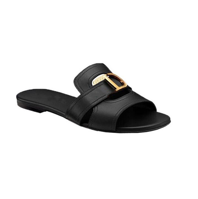 

Fashion Women's Classic design Slippers Non-slip beach shoes high quality female comfortable leather slipper ladies flip-flops letter sandals D101752, Extra freight