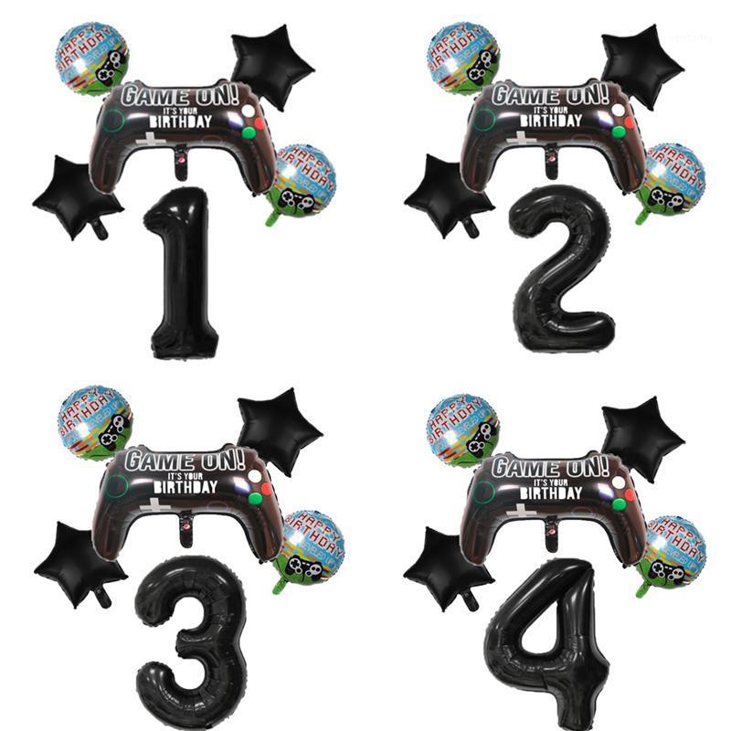 

Party Decoration Foil Gamepad Balloons Game On With Black Digit Number Ball Children's Boy Birthday Decorations Theme Supplies