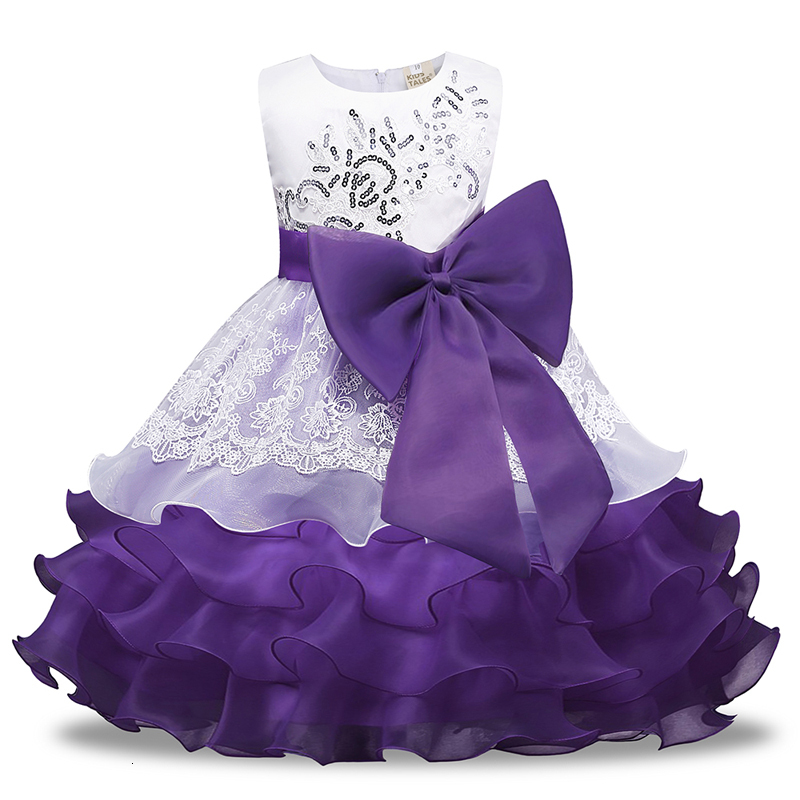 

2021 New [4 Colors 3-8years]summer Fashion Sleeveless Big Bow Ball Gown Floral Es for Girls Children Princess Clothing Onpu, As picture