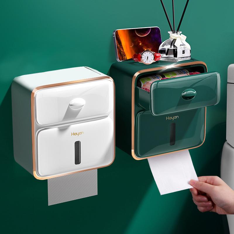 

Toilet Paper Holders Roll Holder Towel Box Wall Mounted Stand Protable Bathroom Shelf Storage Accessories