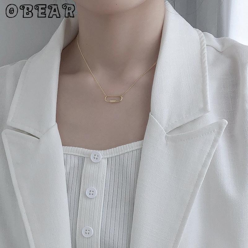 

Pendant Necklaces OBEAR Silver Plated Trendy Tiny Simple Necklace Sale Oval Jewelry For Women & Girls Party Gift