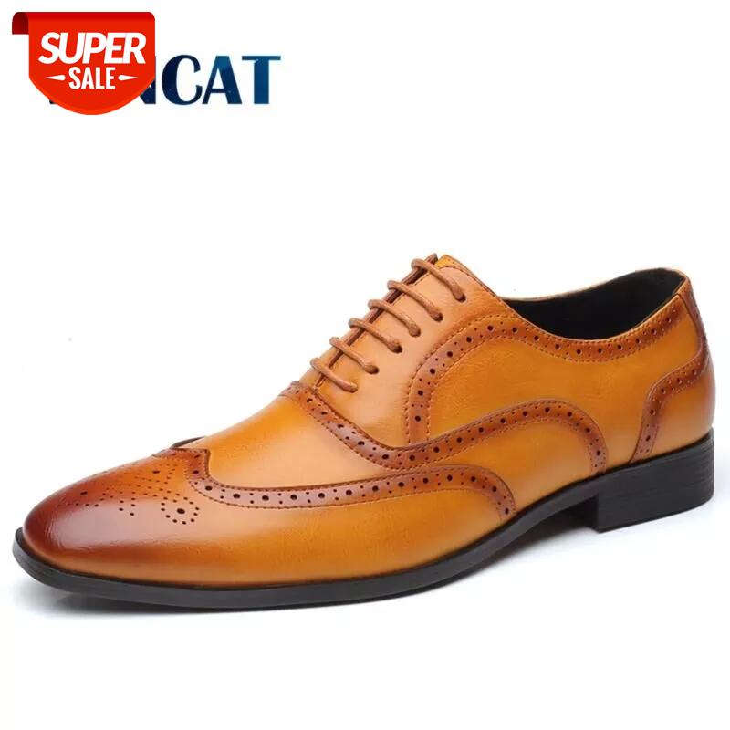 

2020 New Brand Leather Men Dress Shoes Fashion Brogue Shoes Handmade Casual Oxford Luxury Wedding Big Size 38-48 #JH1z