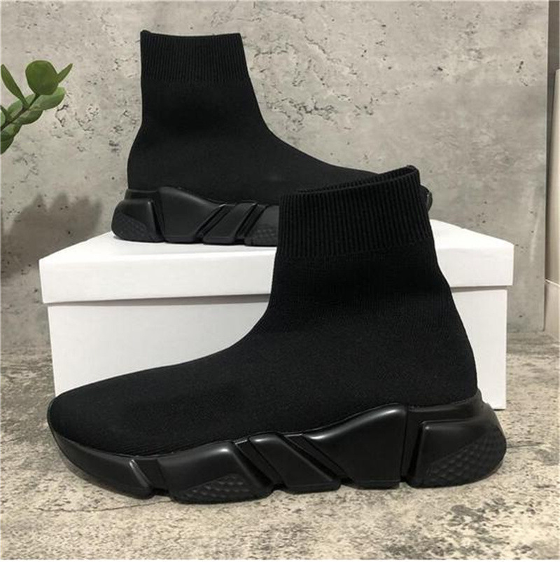 

With Box Top Quality Paris Mens Womens Casual Shoes Speed Trainers Knit Sock White Black Khaki Watermark balencaiga sneakers Size