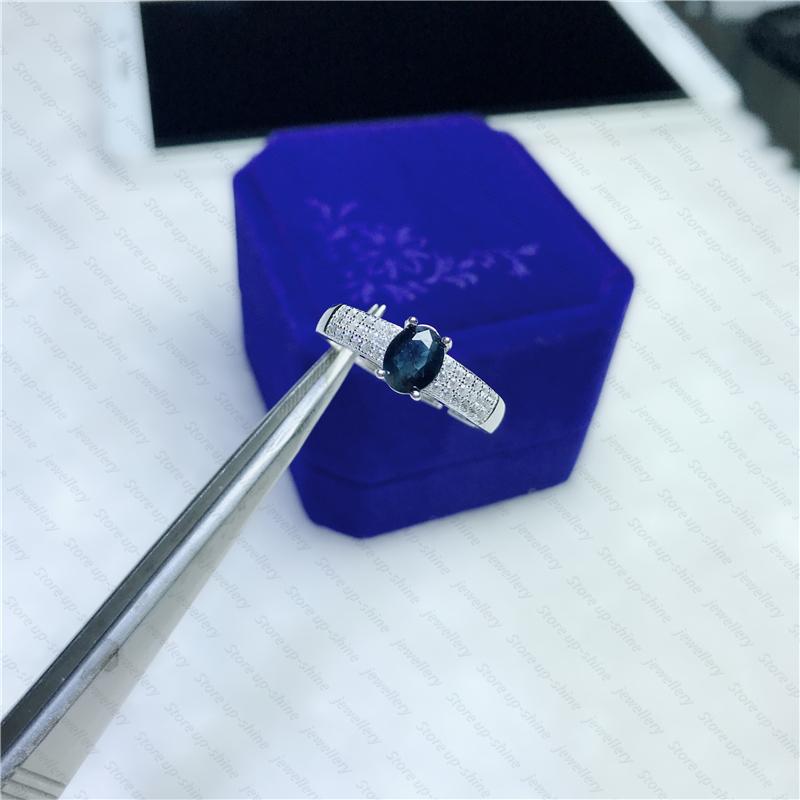 

Cluster Rings Selling Style Natural Sapphire Ring 925 Silver Women's Classic Atmosphere Fashion Elegant, Golden;silver